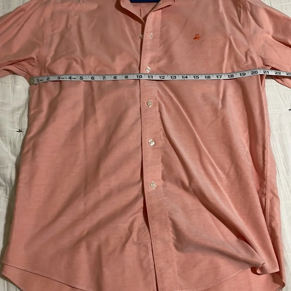 Brooks Brothers Madison Fit Shirt Button Down Solid Coral Color - Picture 6 of 8